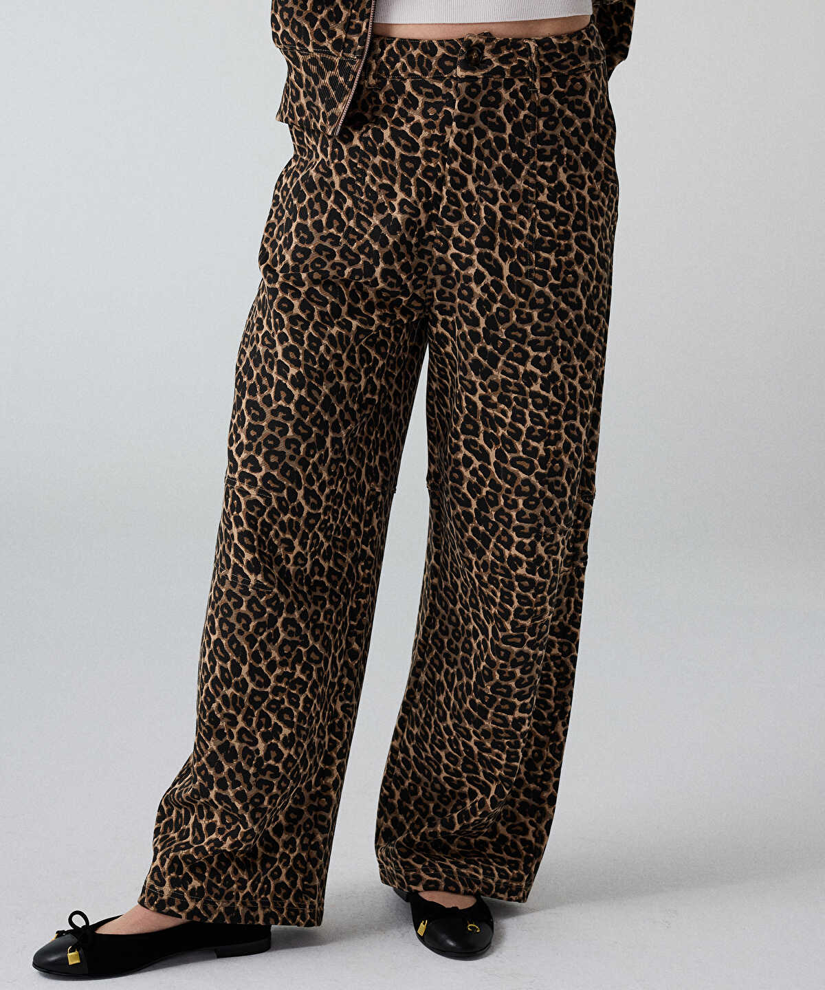 Leopard-Print Barrel Trousers