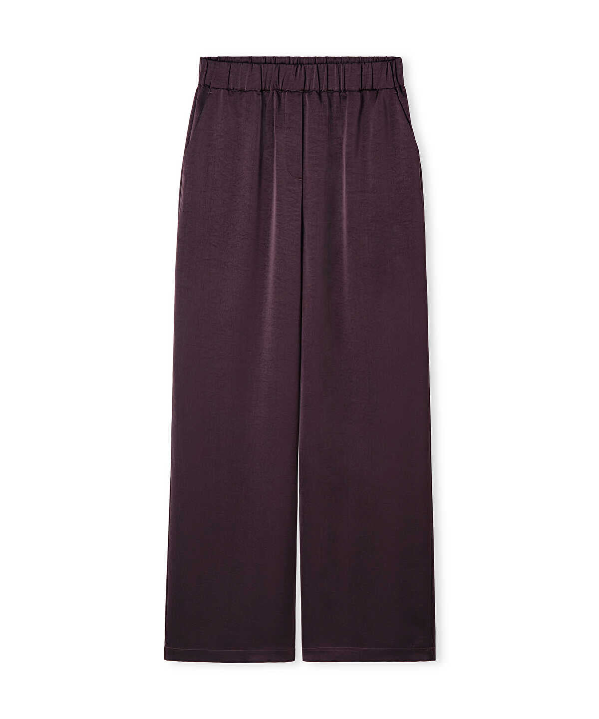 Elastic-Waist Shiny Trouser