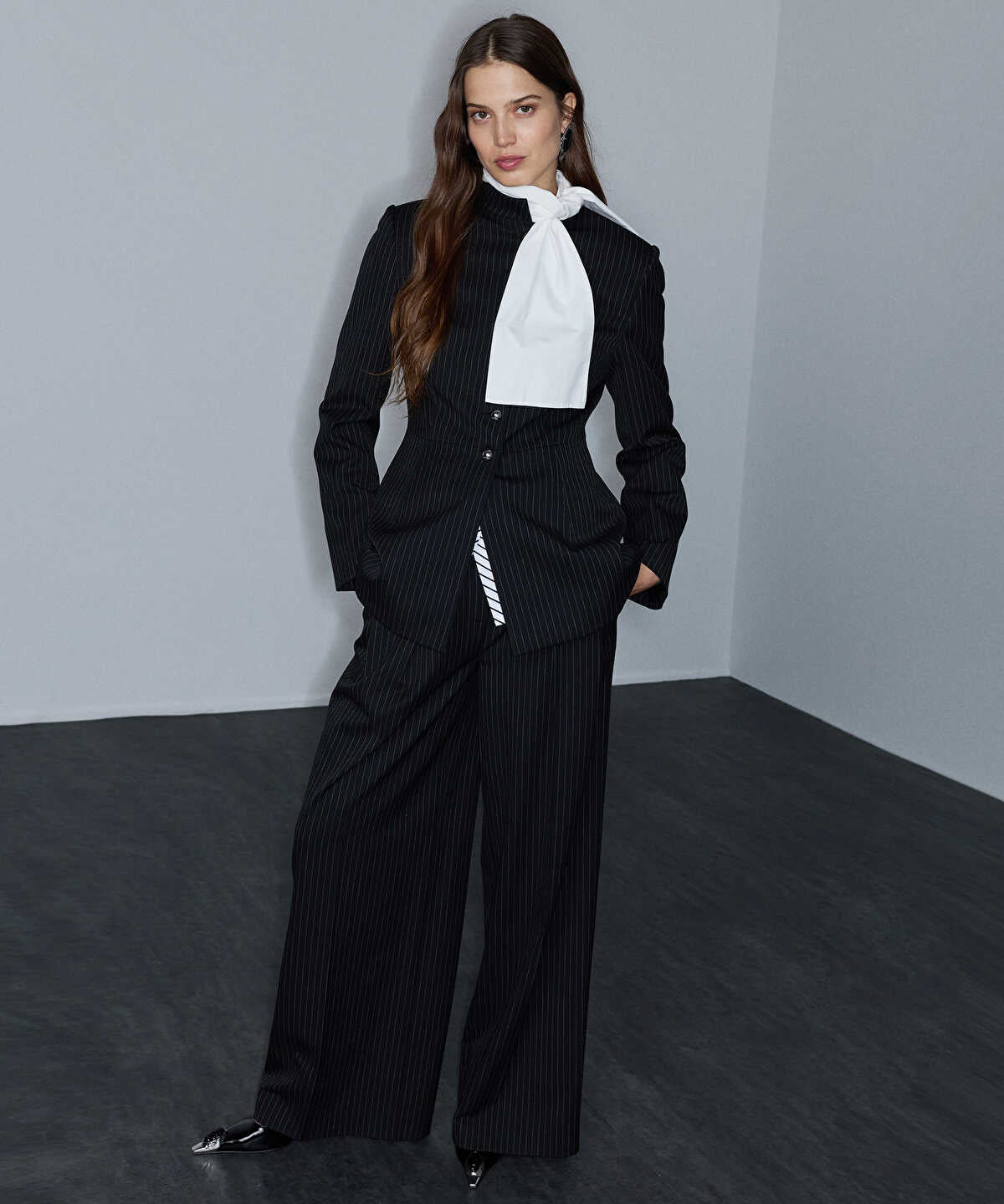 Pinstripe Trousers with Belt