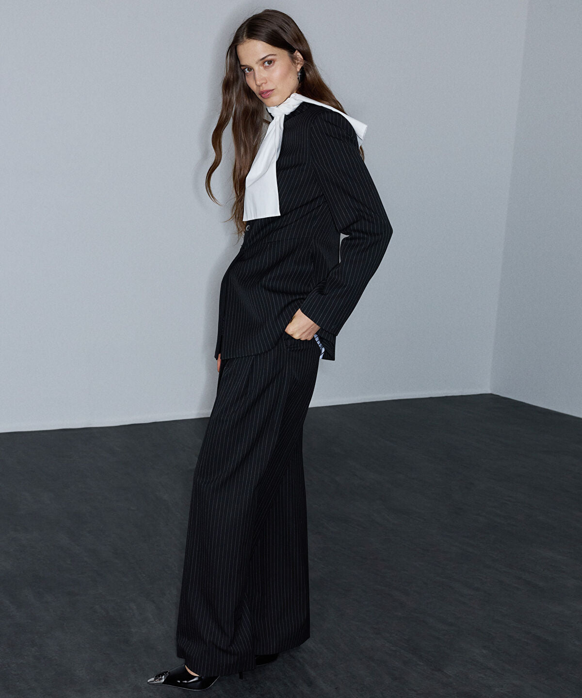 Pinstripe Trousers with Belt