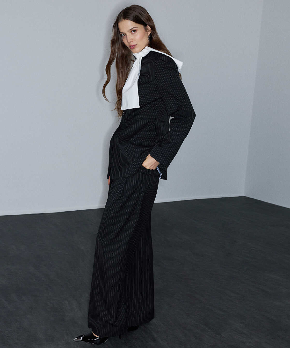 Pinstripe Trousers with Belt