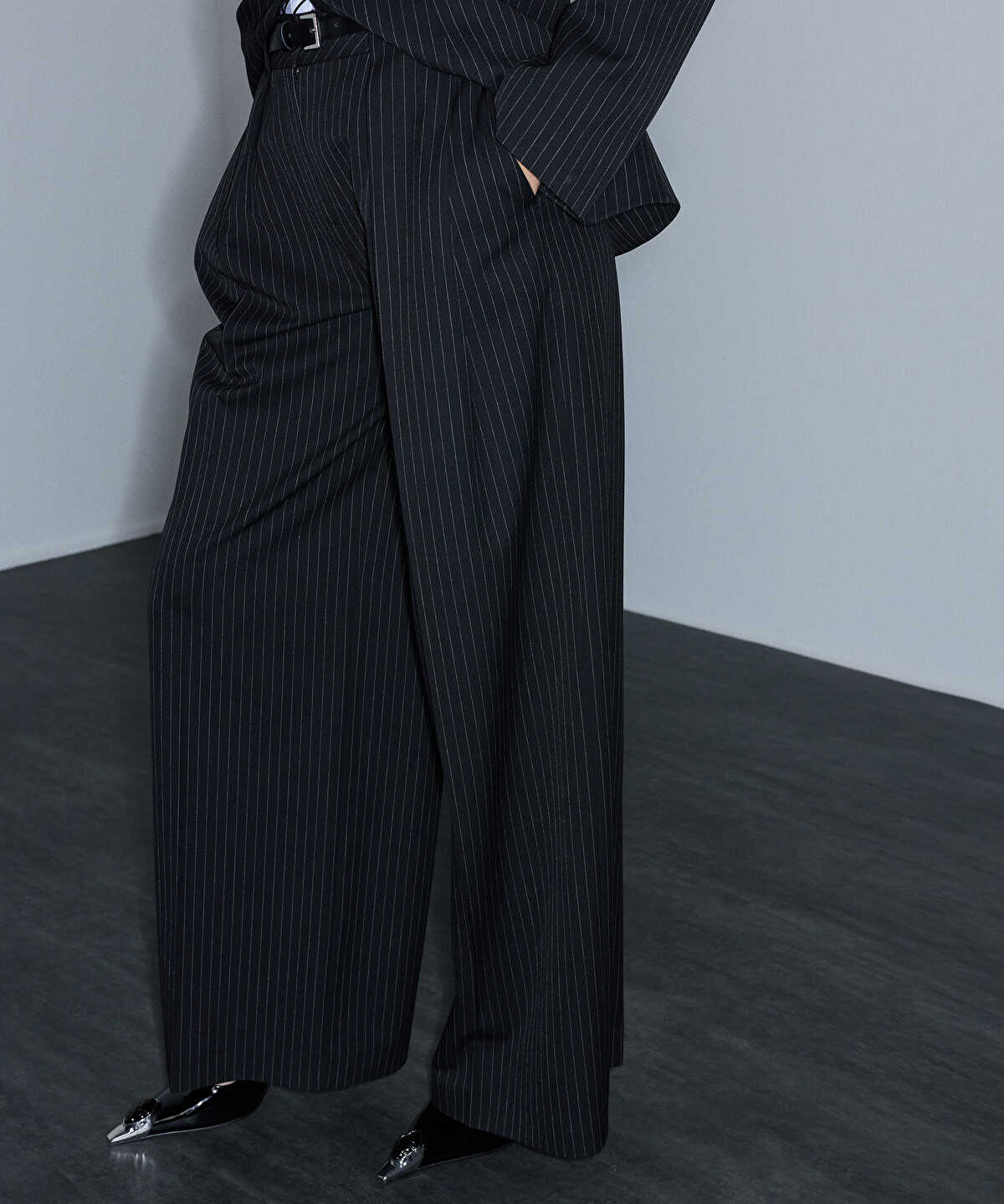 Pinstripe Trousers with Belt