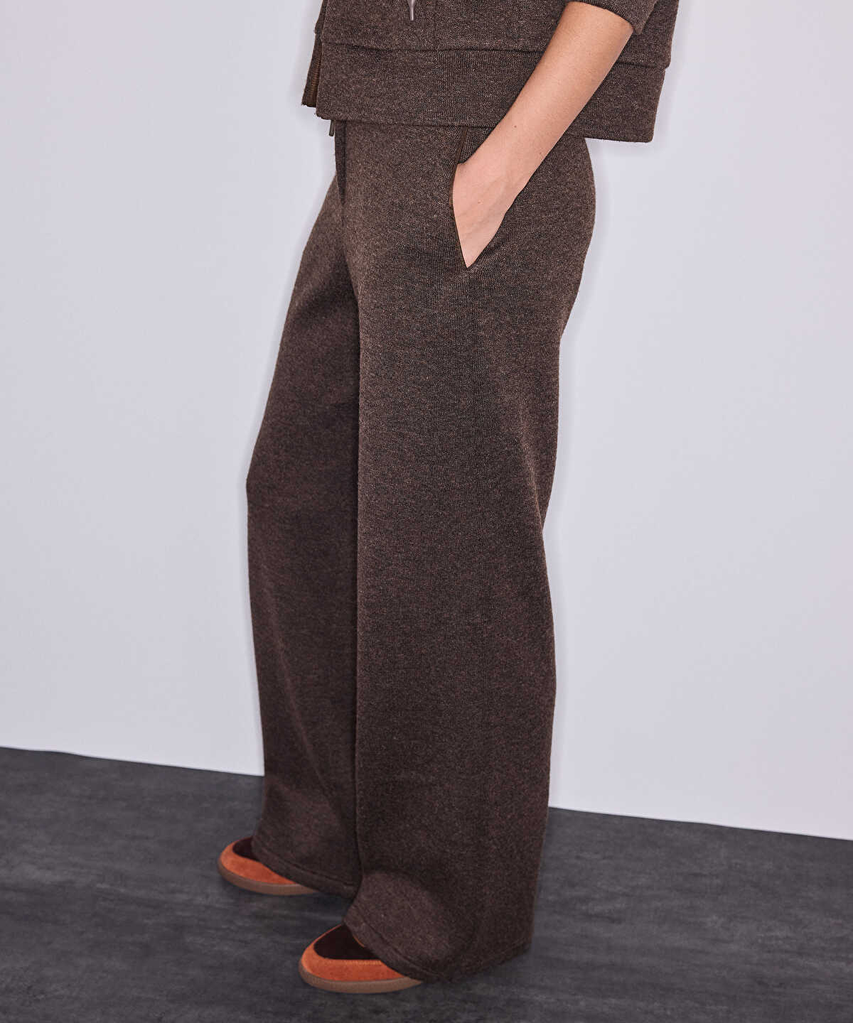 Technical-Waist Wide-Leg Trousers