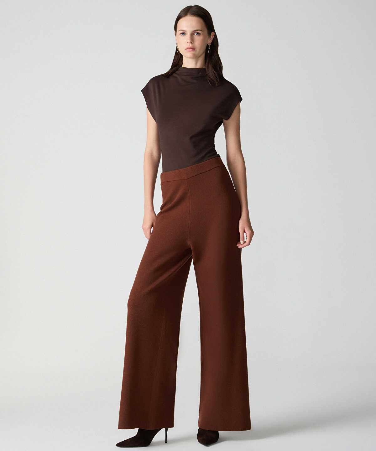 Wide-Leg Knit Trousers