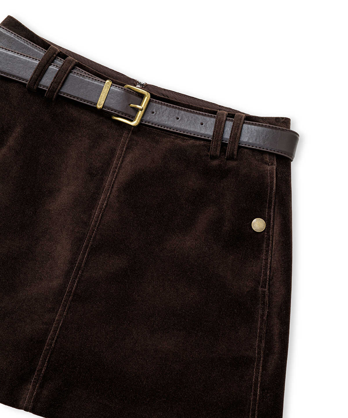 Velvet Mini Skirt with Belt