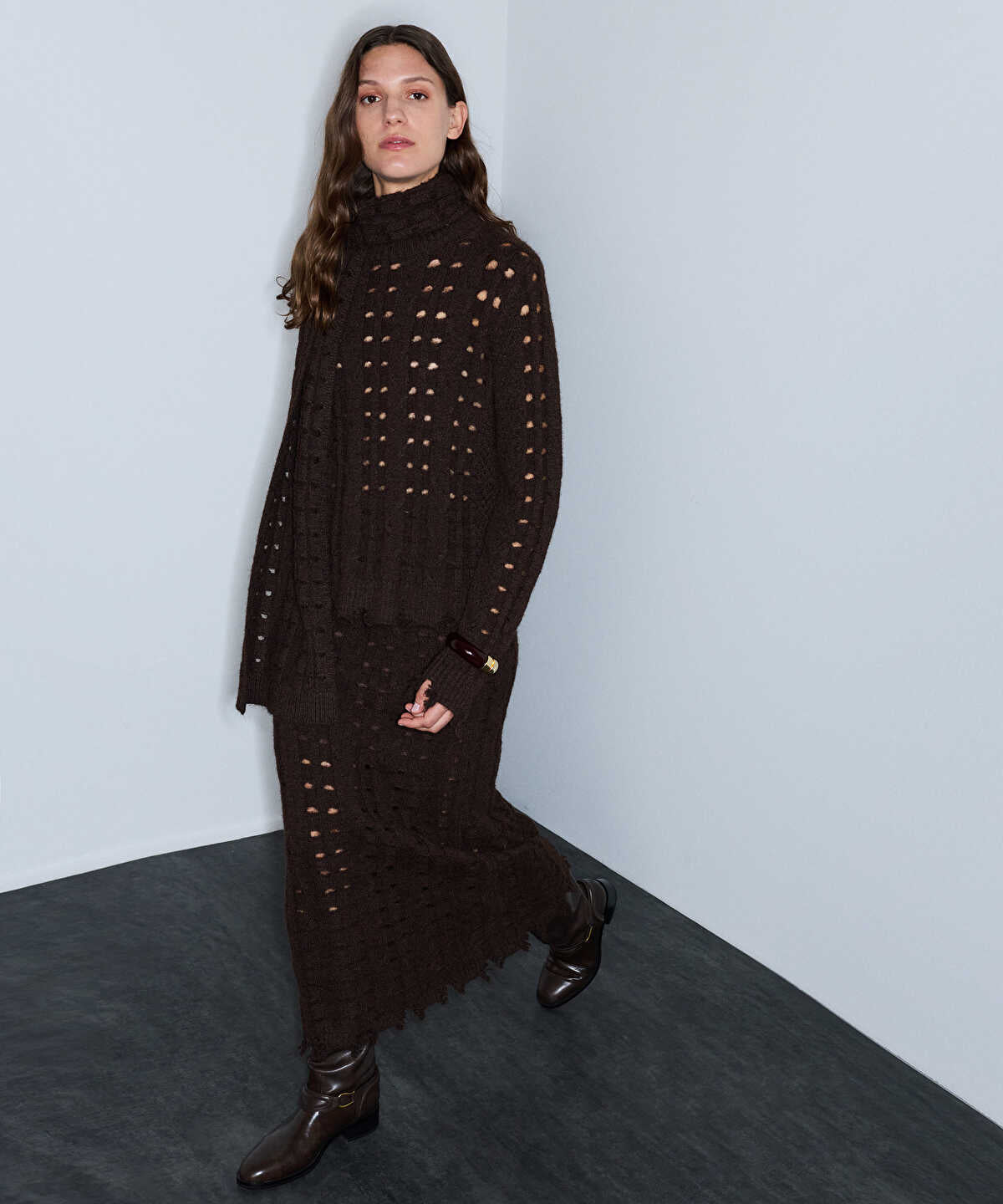 Perforated Knit Skirt