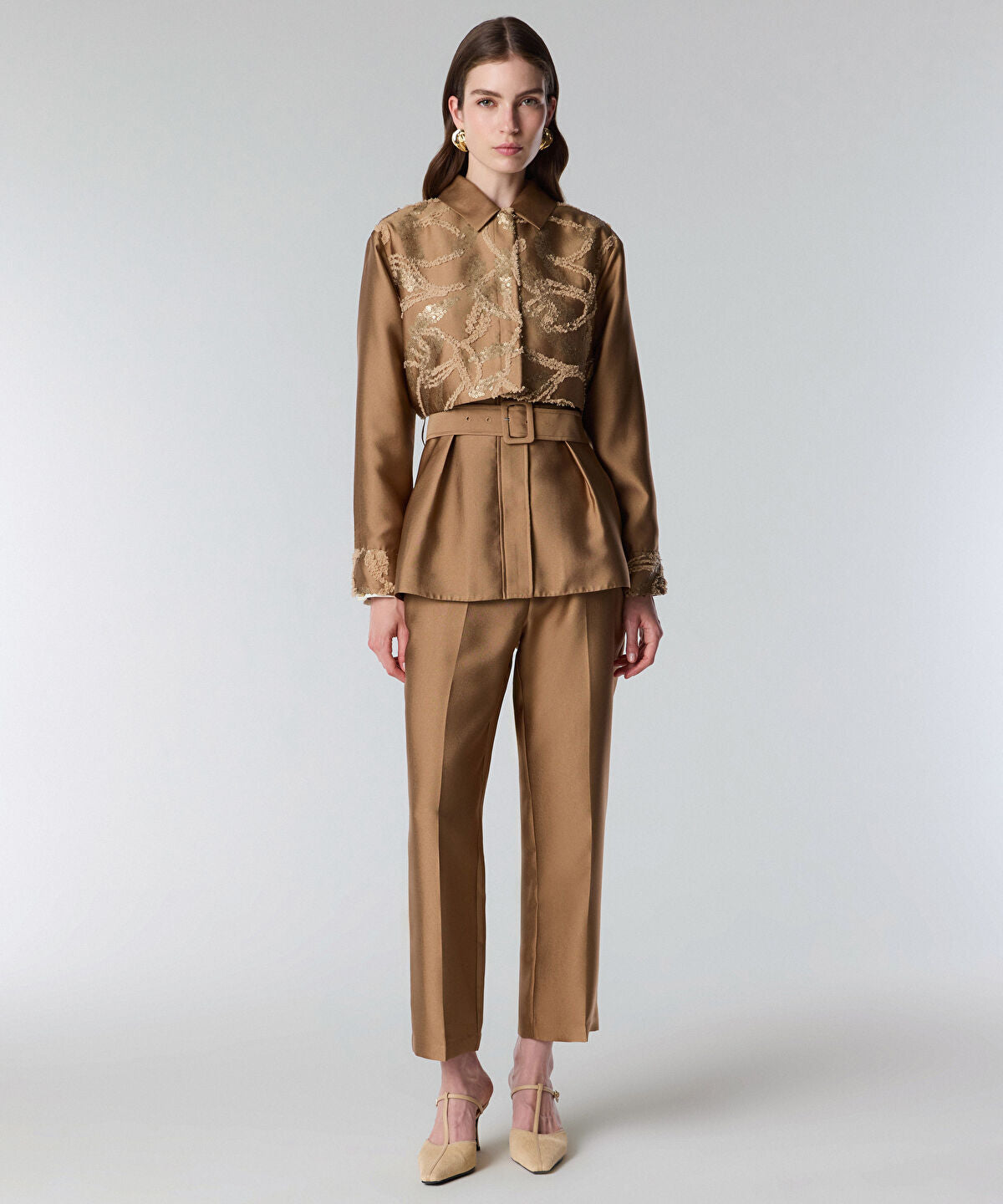 Embroidered Jacket with Belt