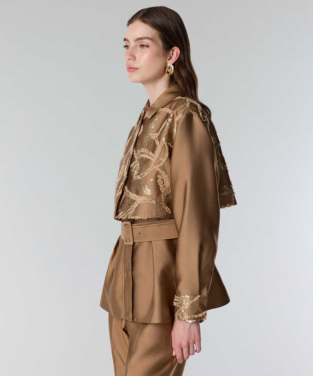 Embroidered Jacket with Belt