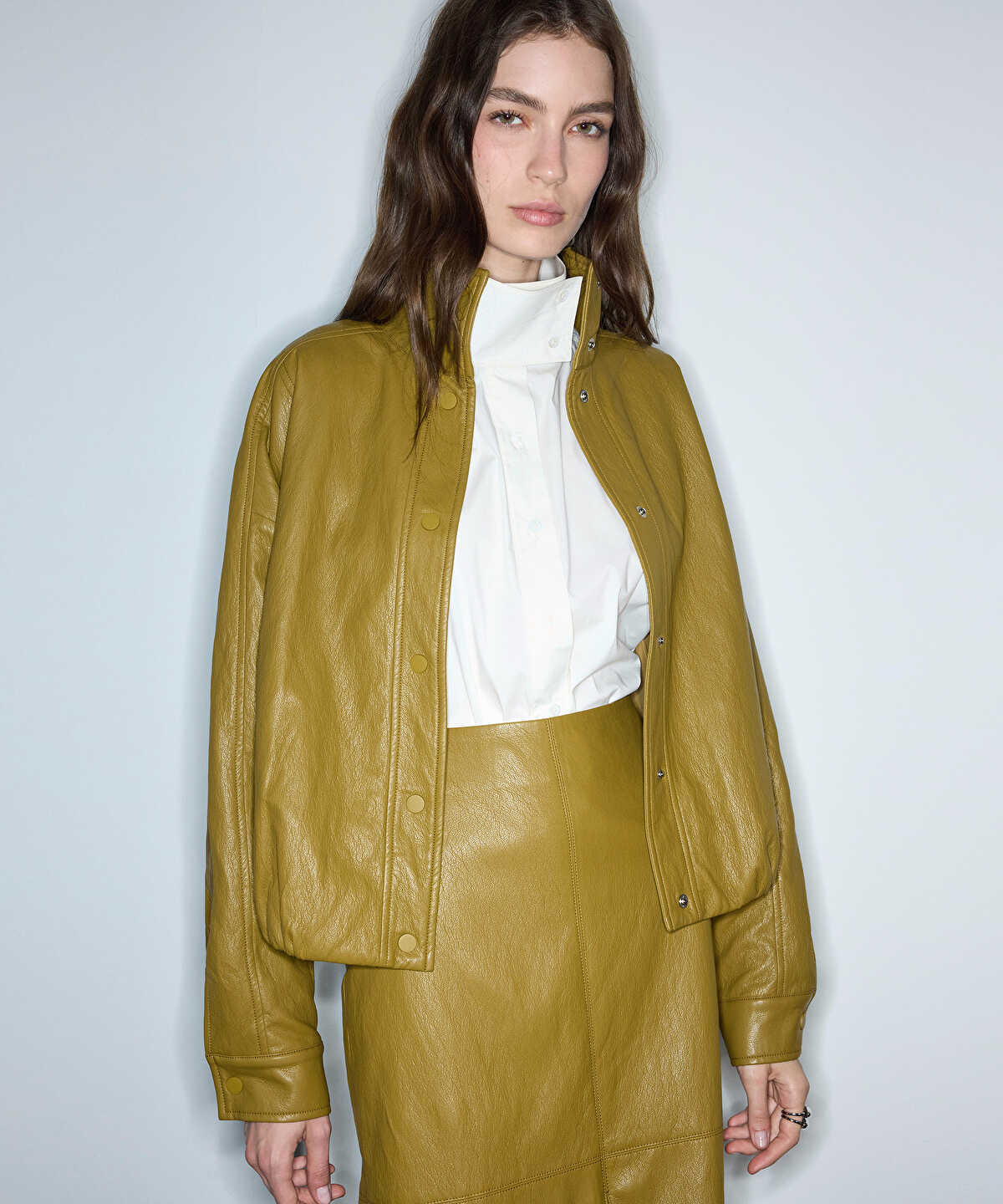 Leather-Effect Bomber Jacket