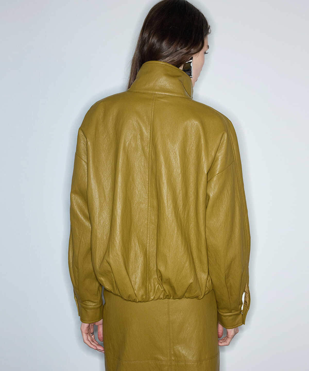 Leather-Effect Bomber Jacket