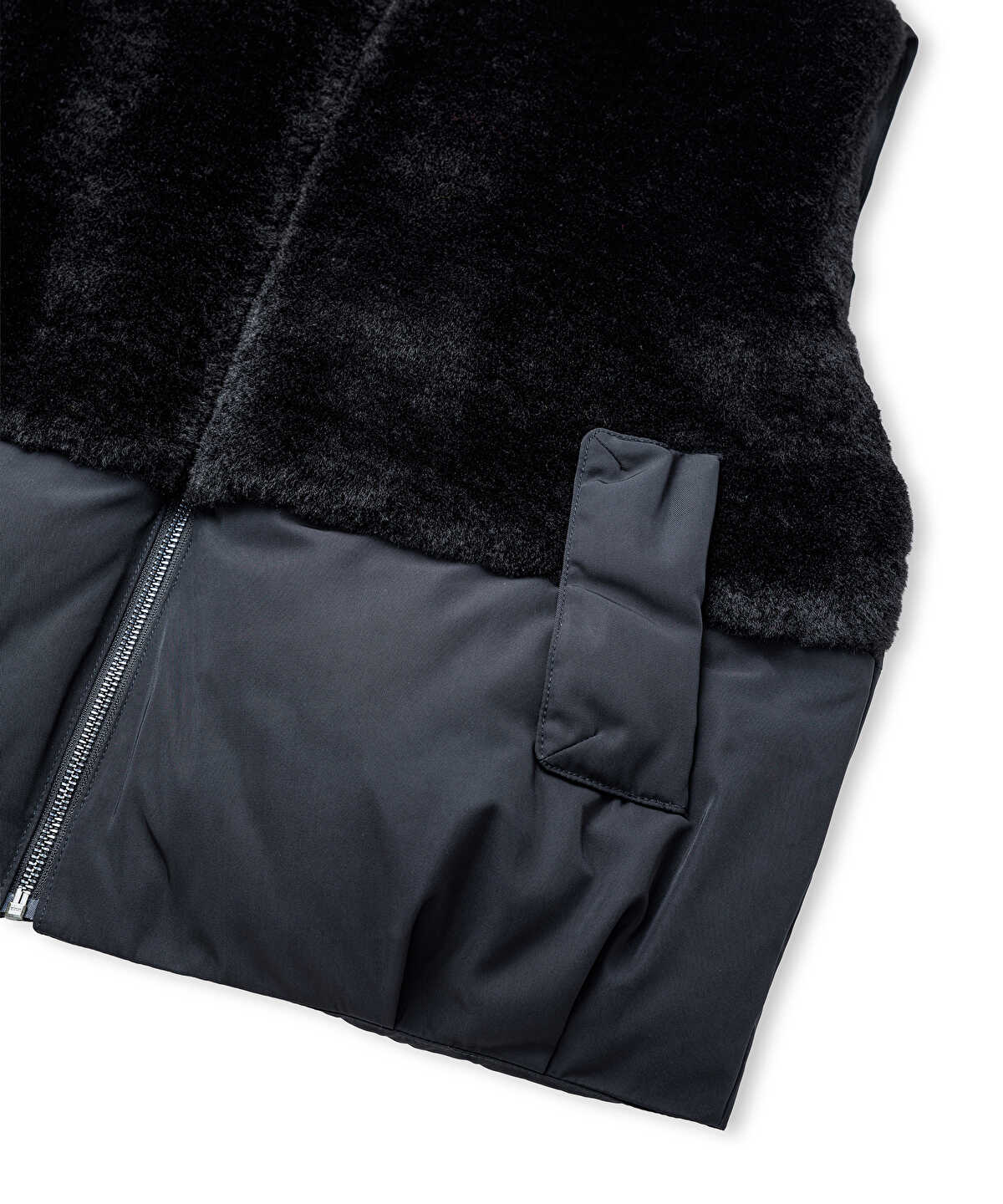 Contrast-Texture Bomber Vest