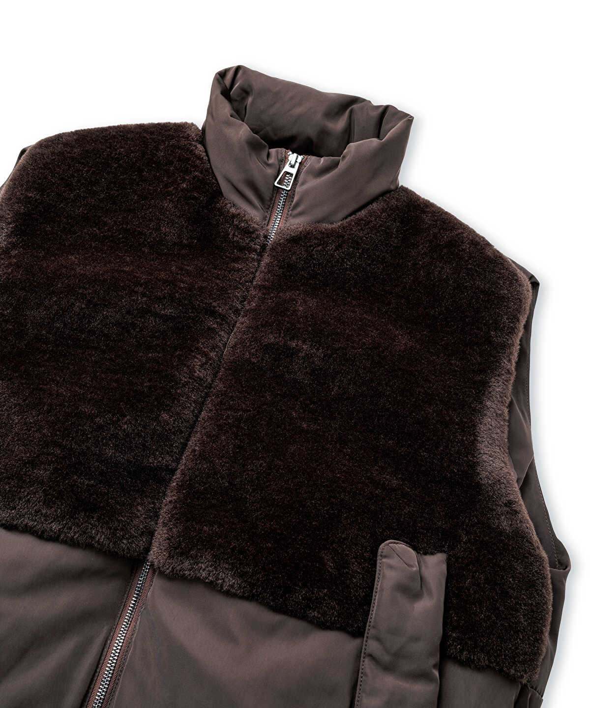 Contrast-Texture Bomber Vest