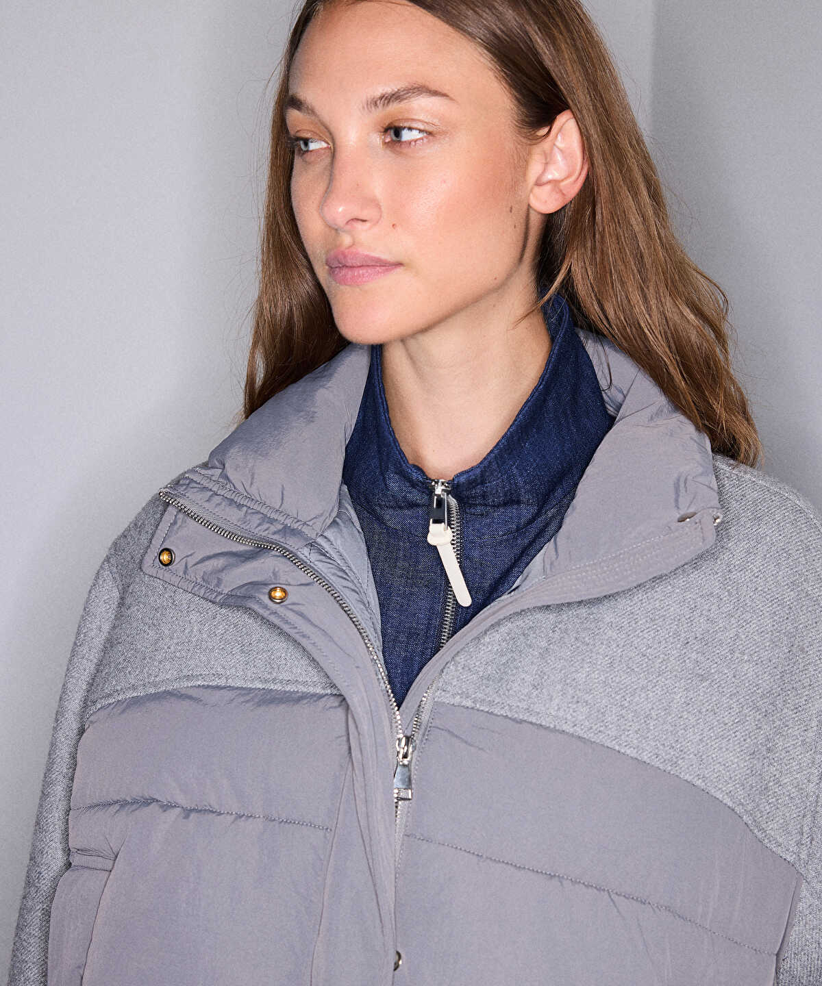 Mixed Media Puffer Coat