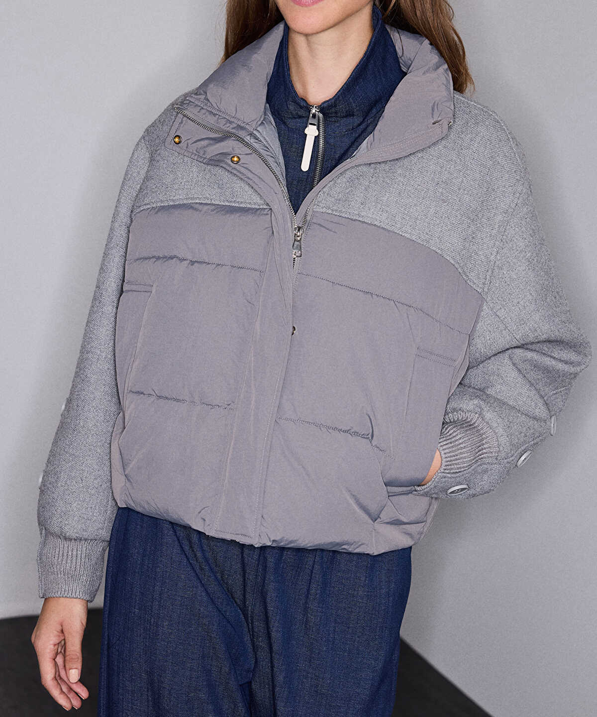Mixed Media Puffer Coat