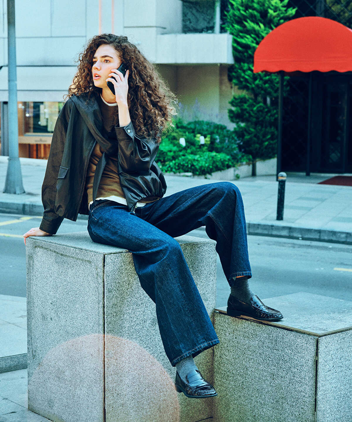 Detachable Hood-Scarf Bomber Coat