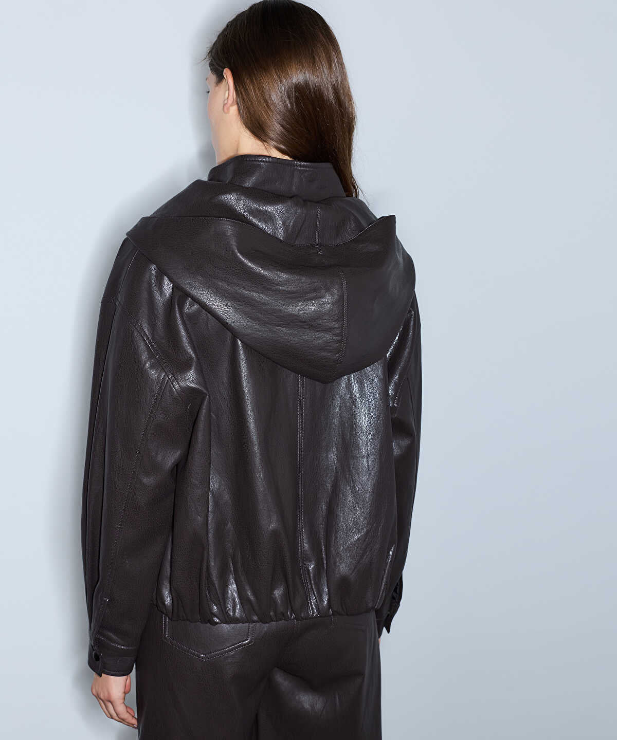 Detachable Hood-Scarf Bomber Coat