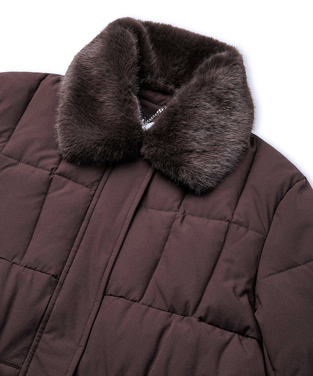 Puffer Coat with Faux Fur Collar