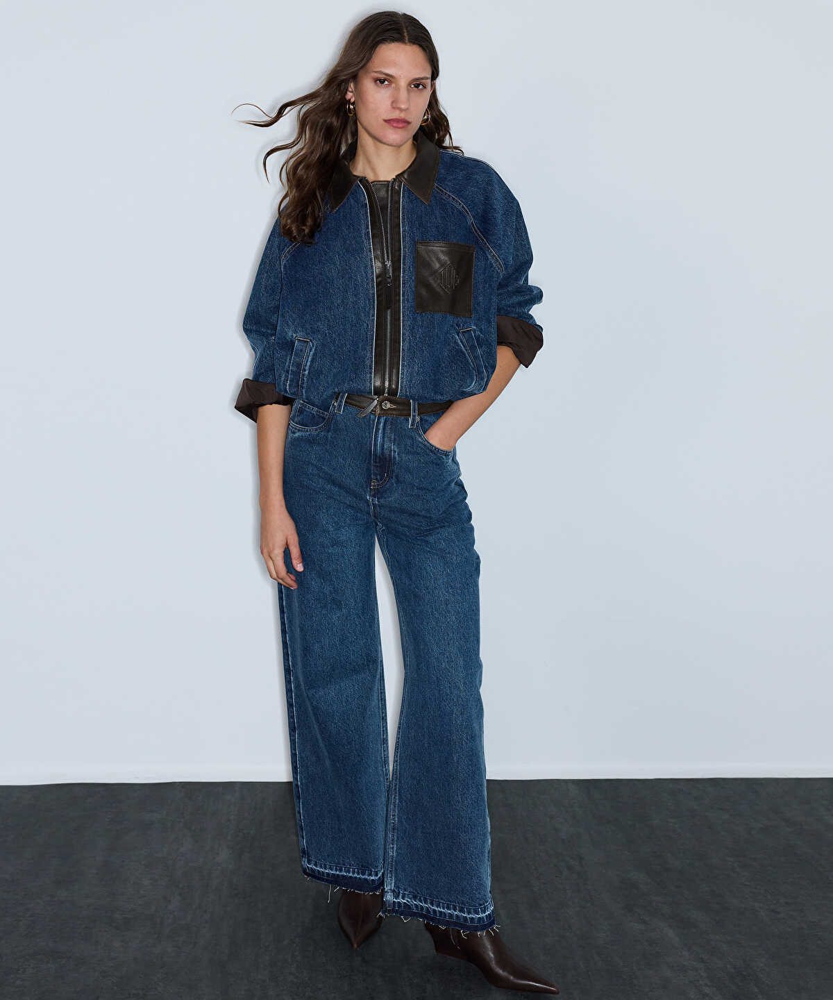 Combination Wide-Leg Jeans