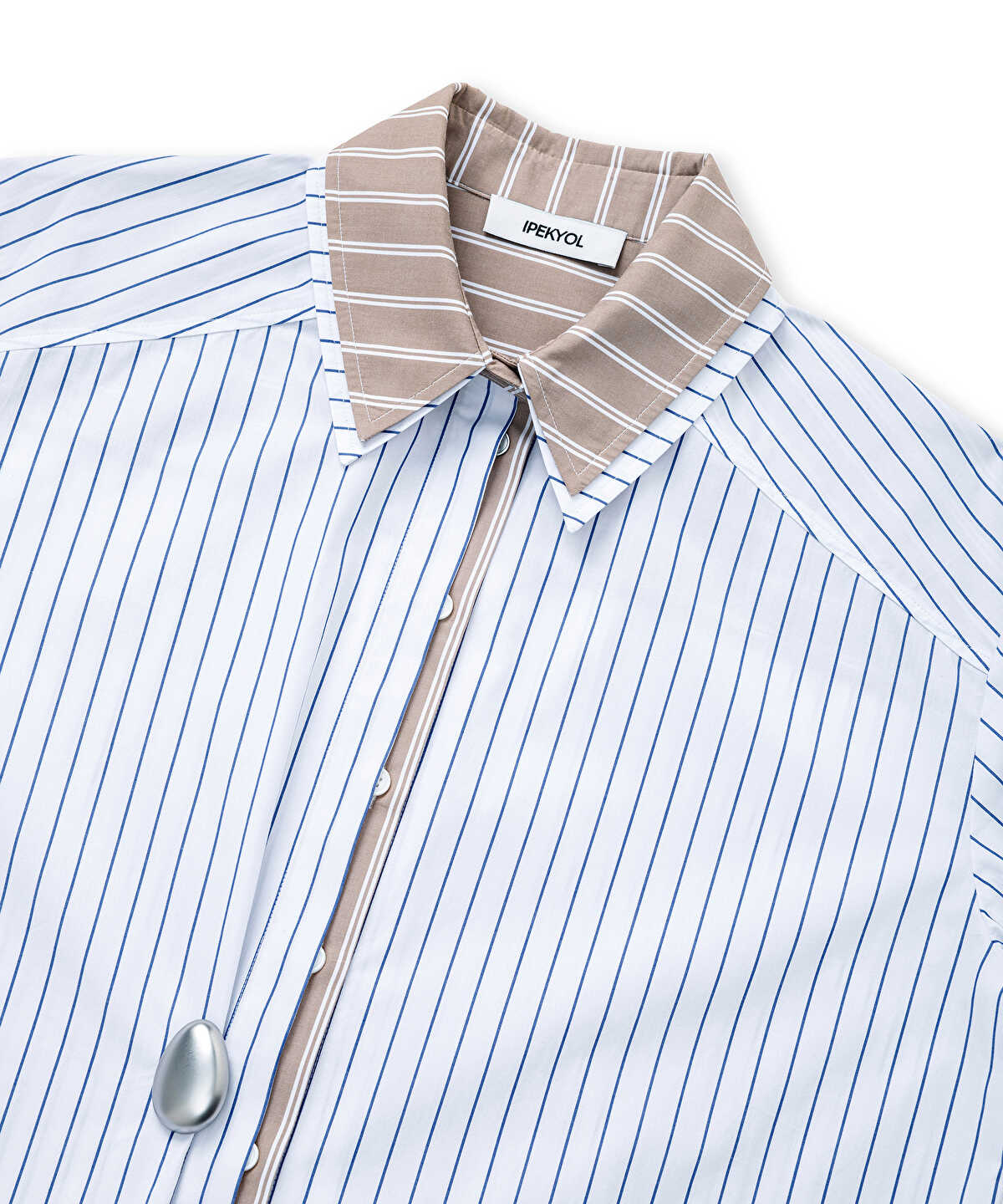 Layered-Effect Shirt with Brooch