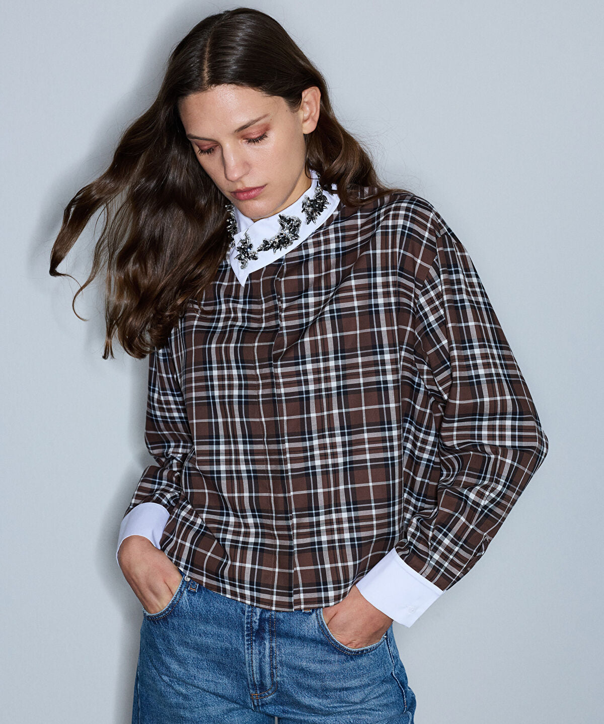 Embellished Plaid Shirt