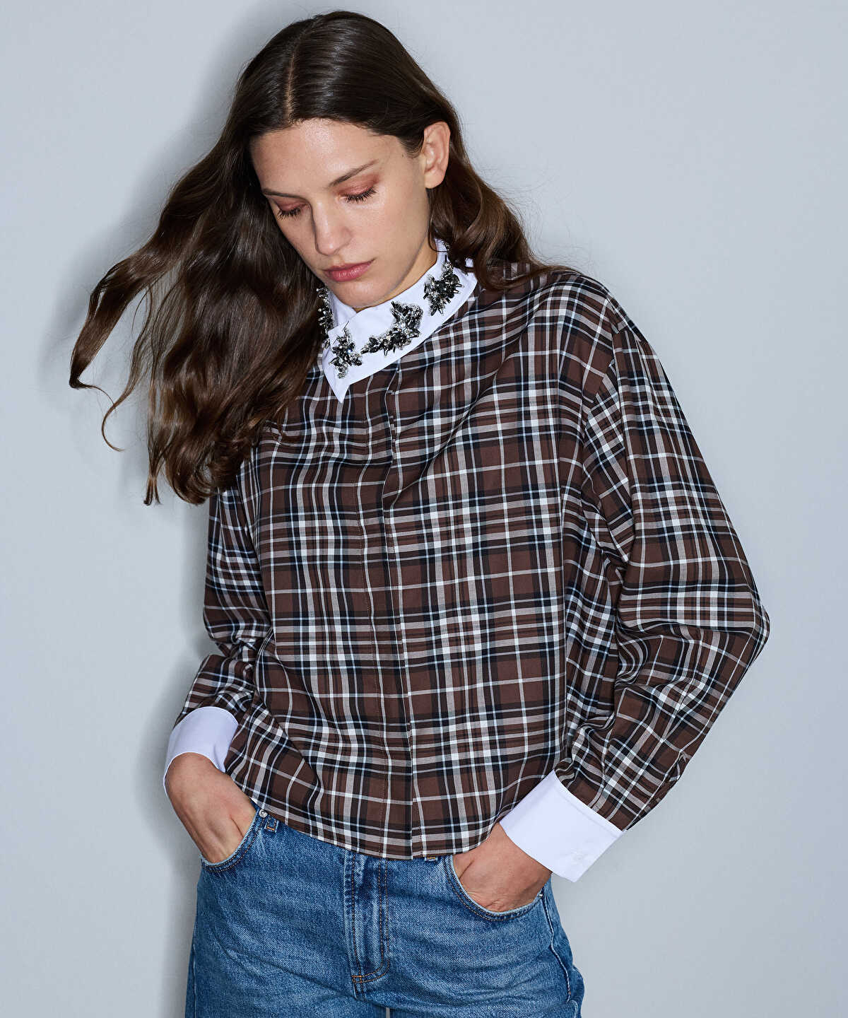 Embellished Plaid Shirt