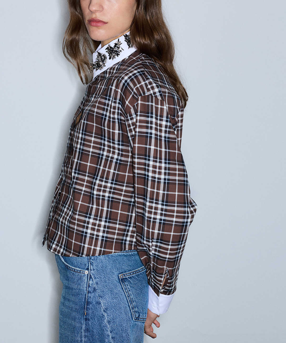 Embellished Plaid Shirt