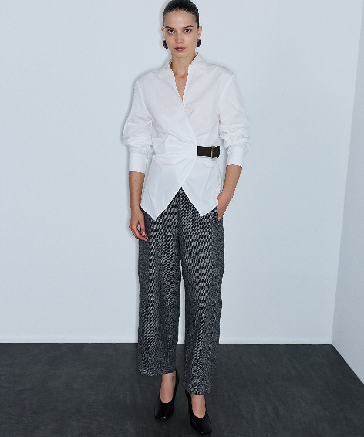 Asymmetric Belted Shirt