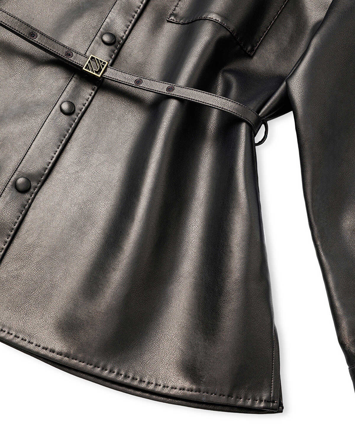 Belted Leather-Effect Shirt