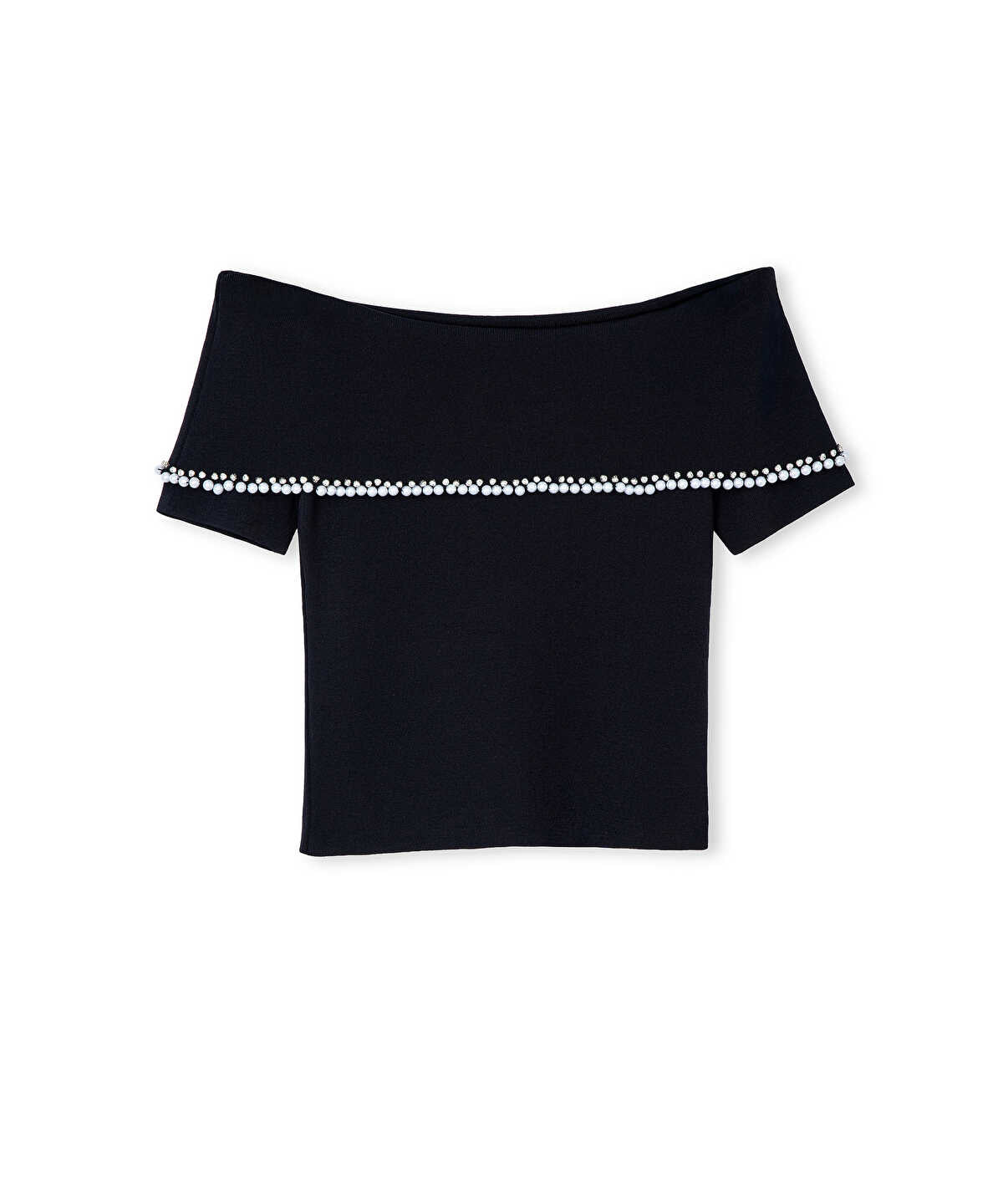Embellished Off-Shoulder Knit Top