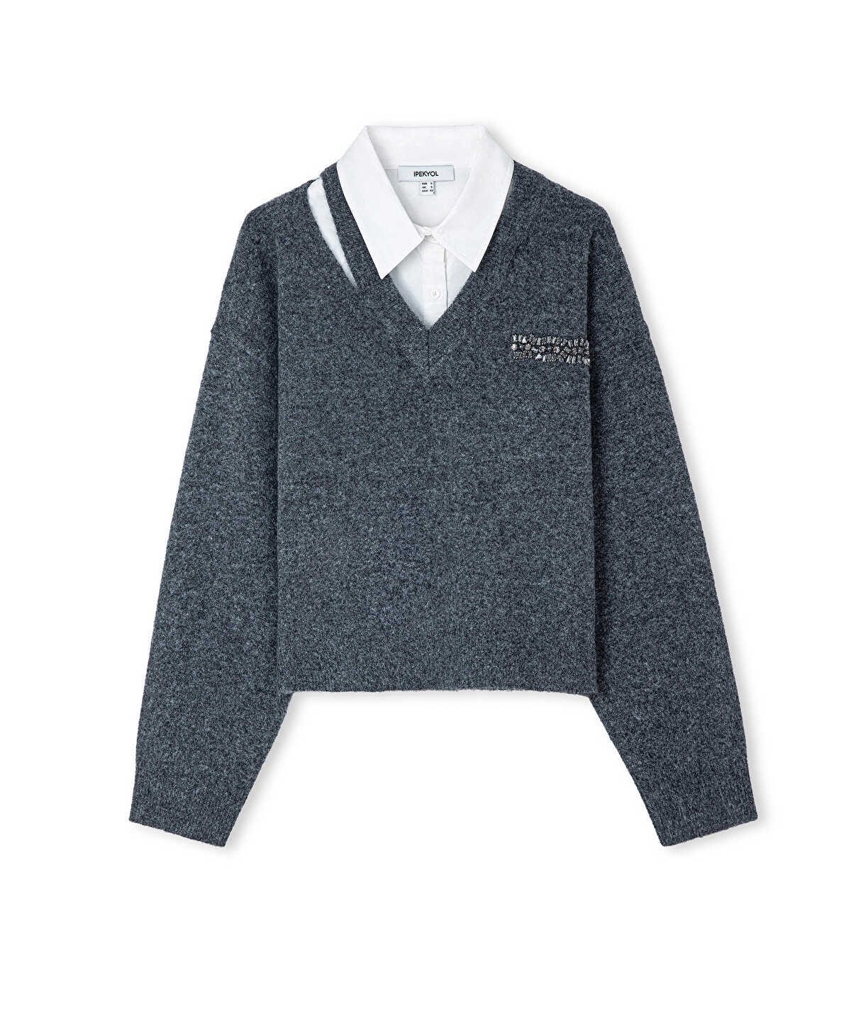 Layered-Effect Combination Sweater
