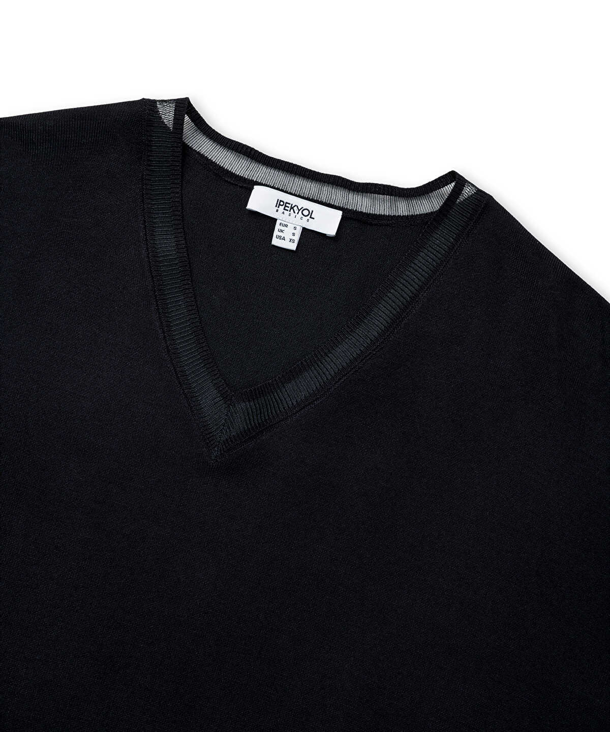Knit Top with Tulle Trim