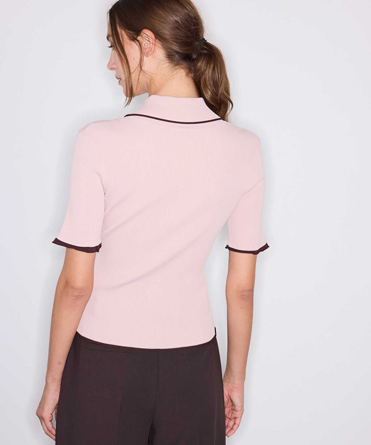 Faux-Pearl Embellished Knit Top