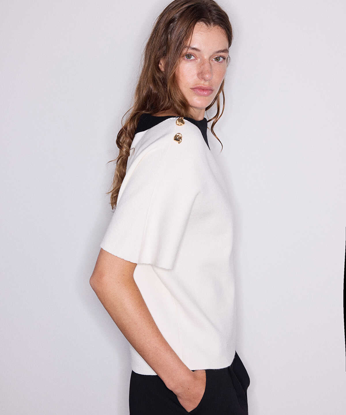 Color-Block Asymmetric Knit Top
