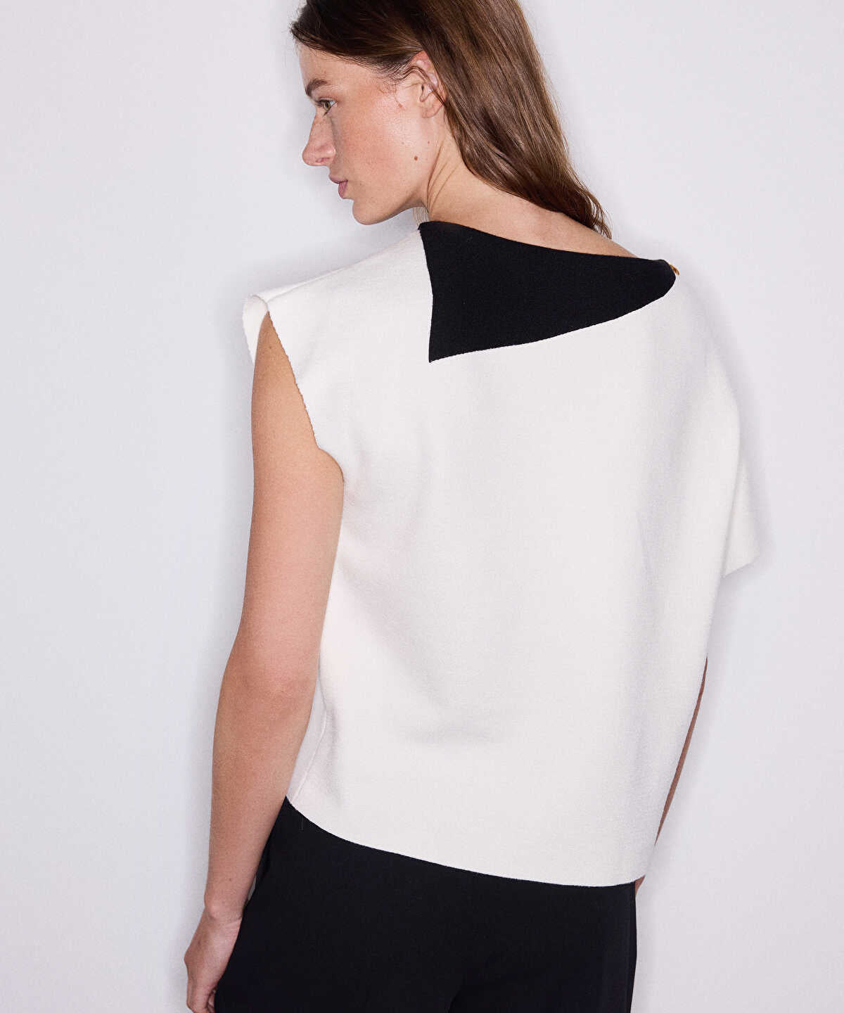 Color-Block Asymmetric Knit Top