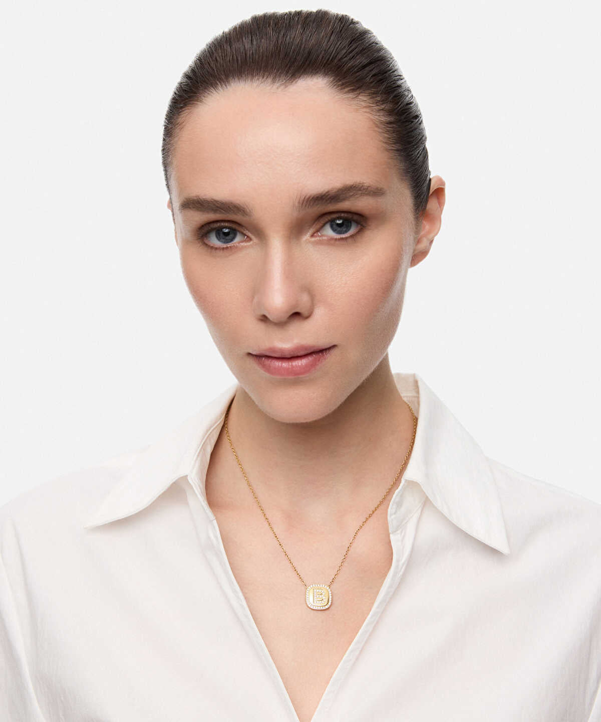 Embellished 'B' Pendant Necklace