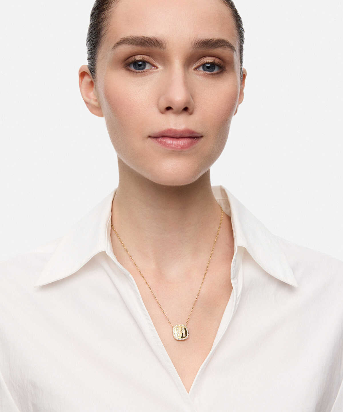 Embellished 'H' Pendant Necklace