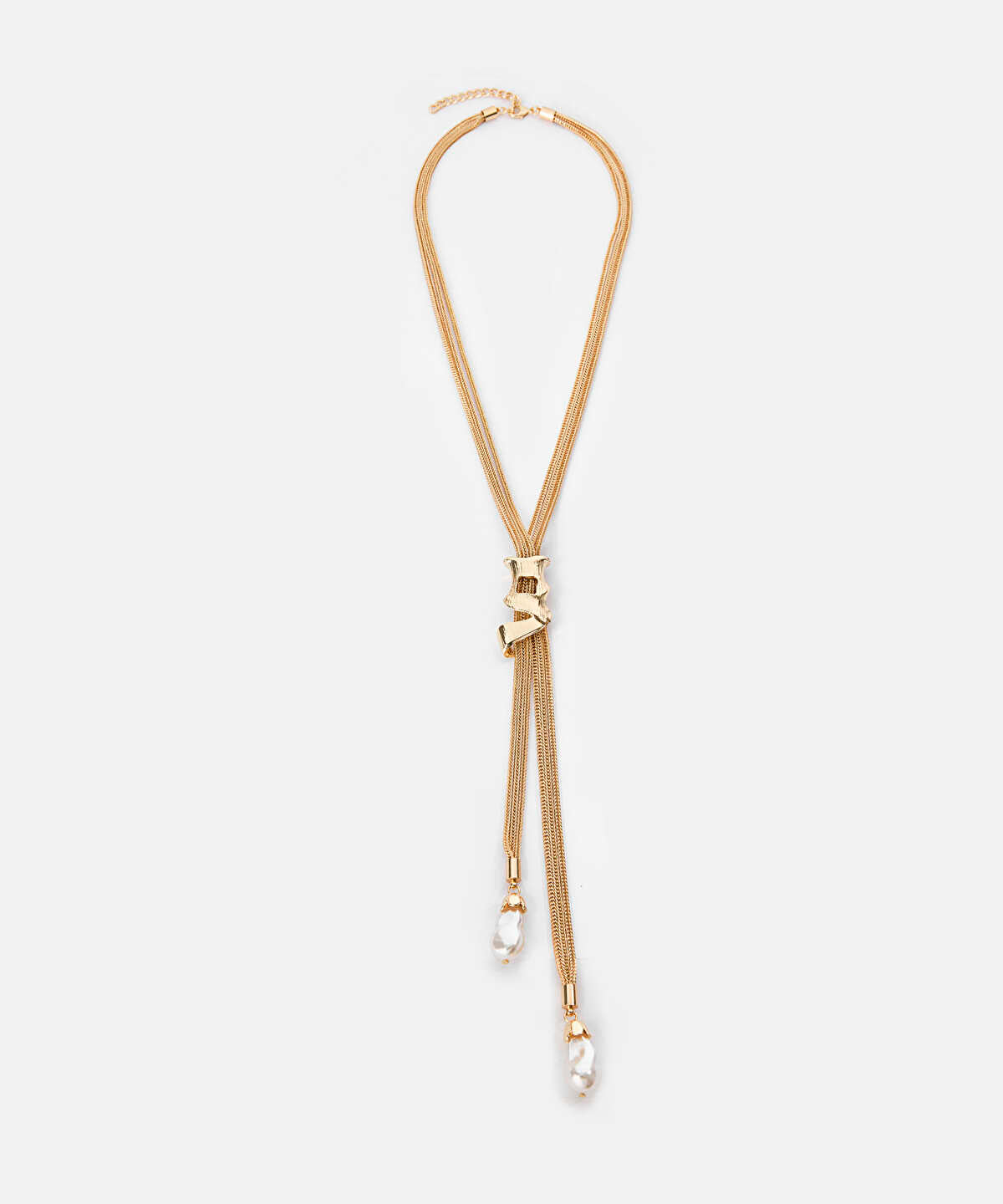 Faux-Pearl Pendant Long Chain Necklace
