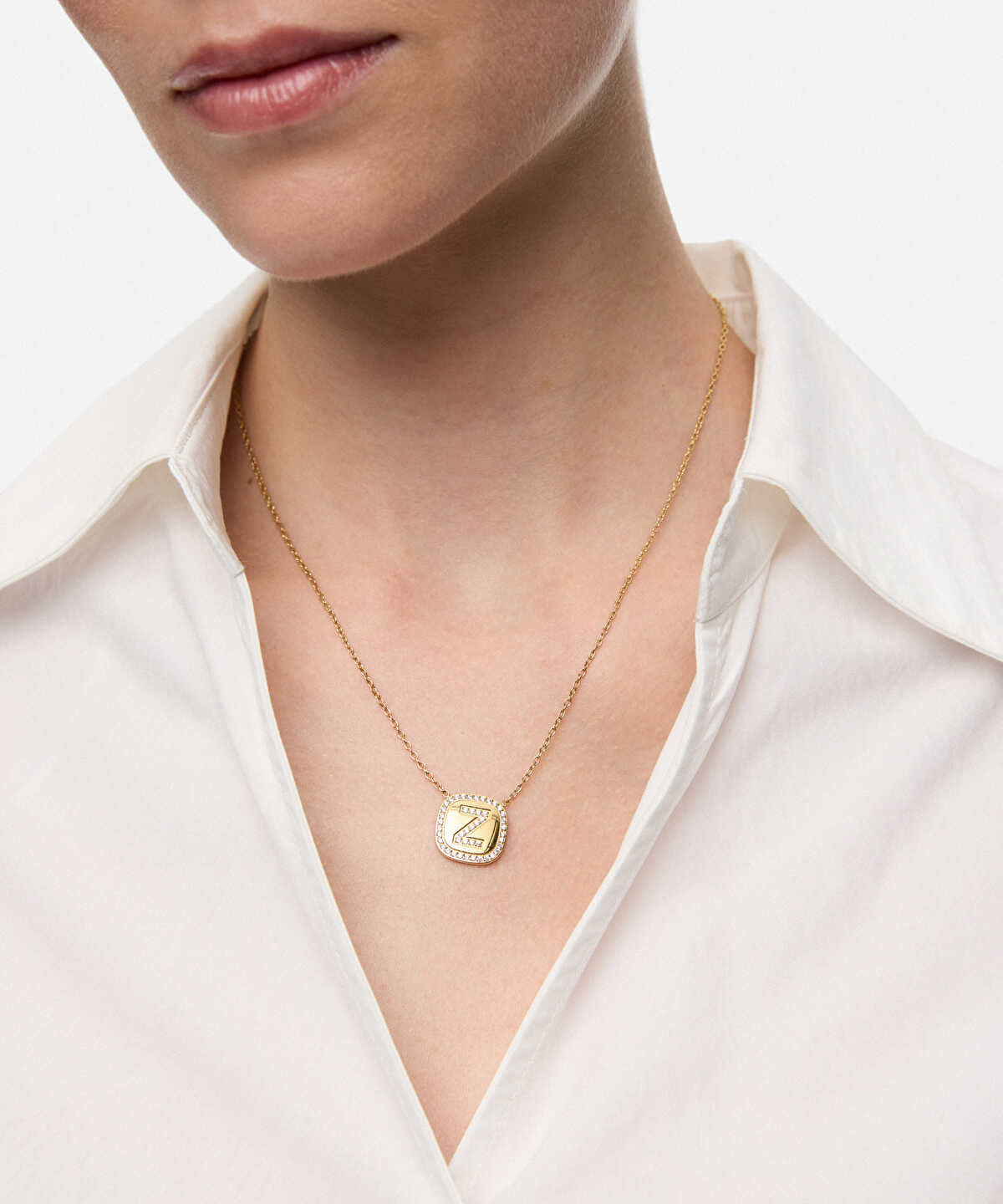 Embellished 'Z' Pendant Necklace