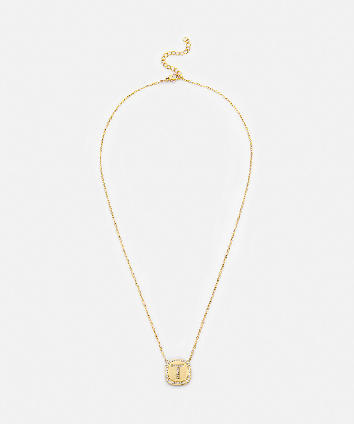 Embellished 'T' Pendant Necklace