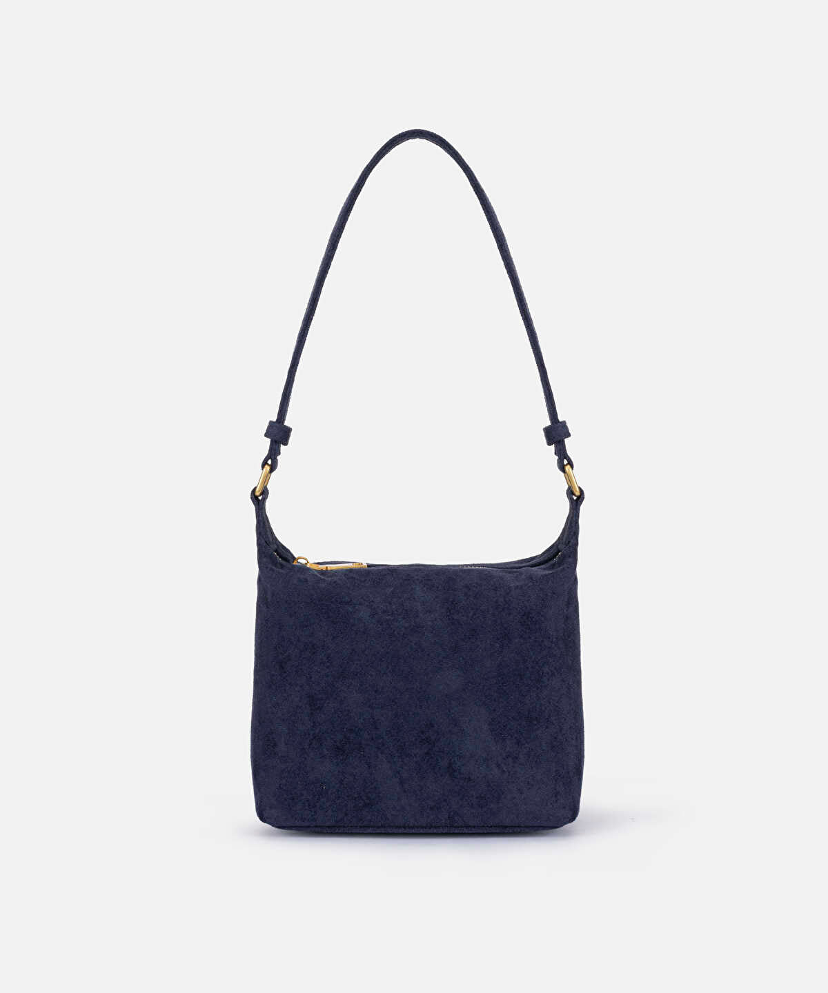 Metal-Zipper Faux-Suede Bag