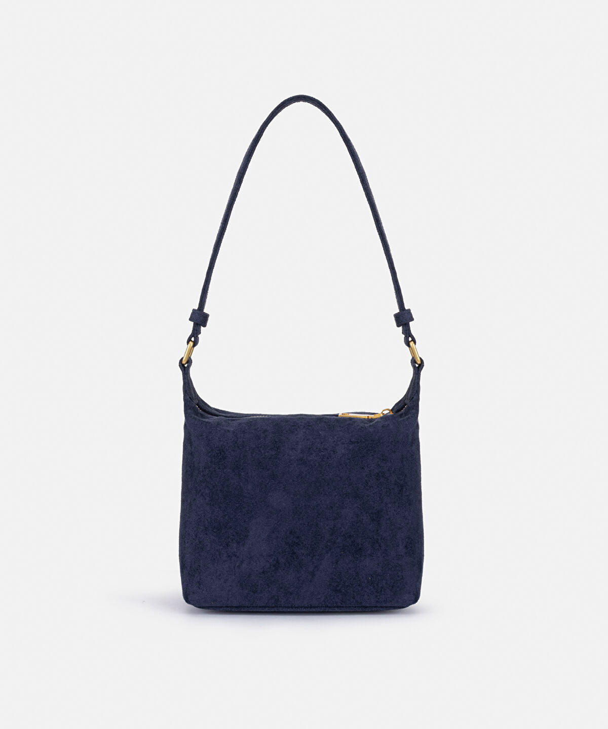Metal-Zipper Faux-Suede Bag