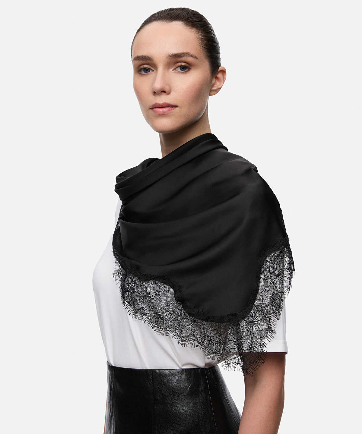 Lace-Trimmed Viscose Shawl