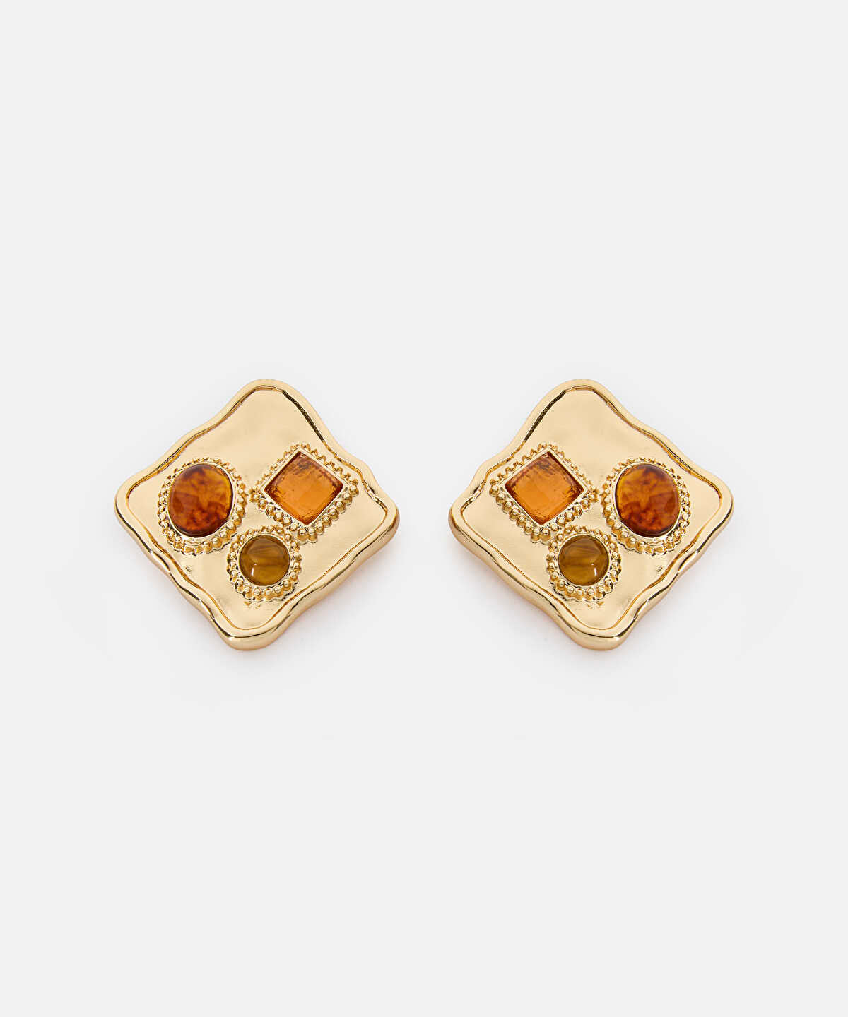 Resin-Detail Metal Earrings