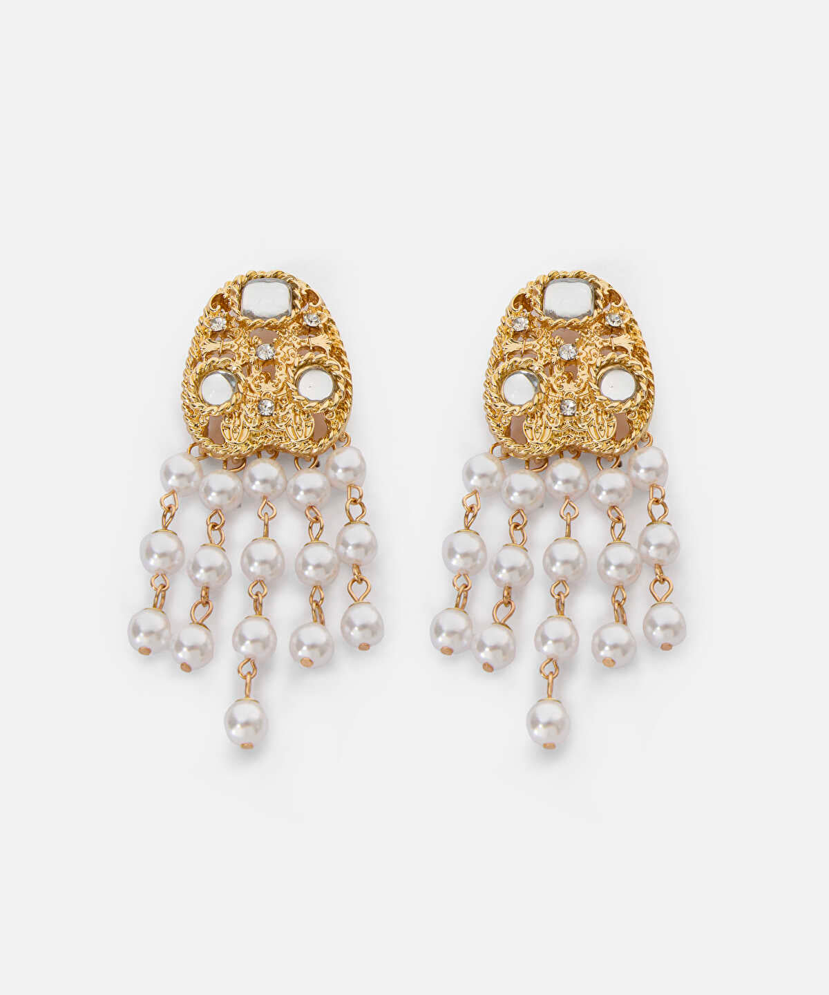 Strass and Faux Pearl Drop Earrings