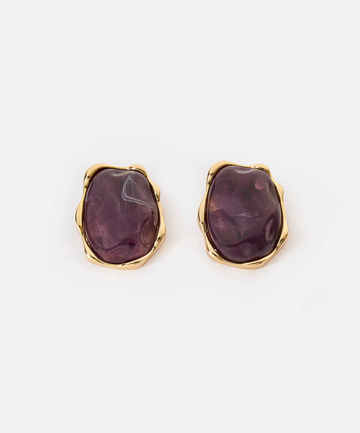 Metal Earrings with Resin