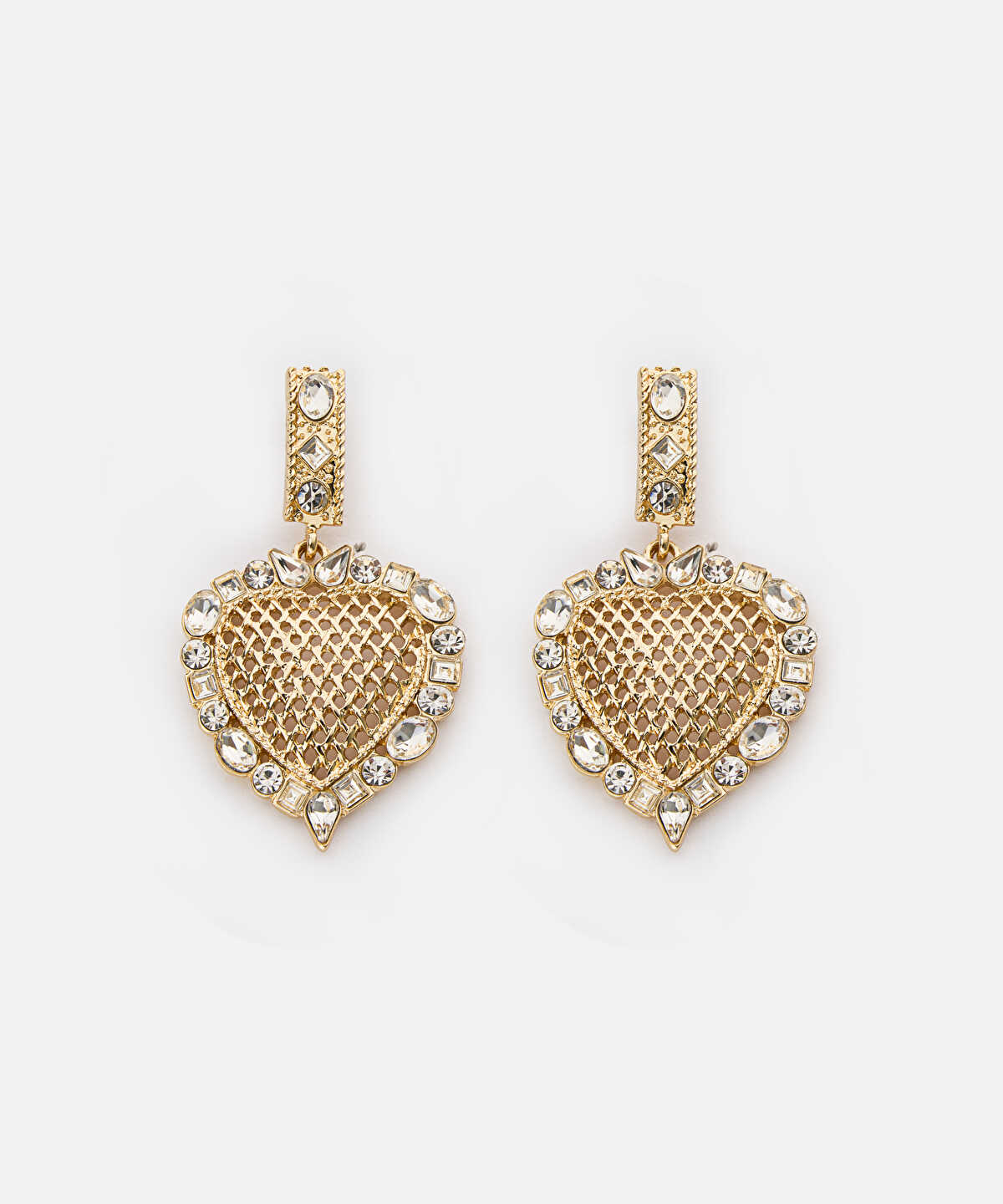 Embellished Heart Drop Earrings