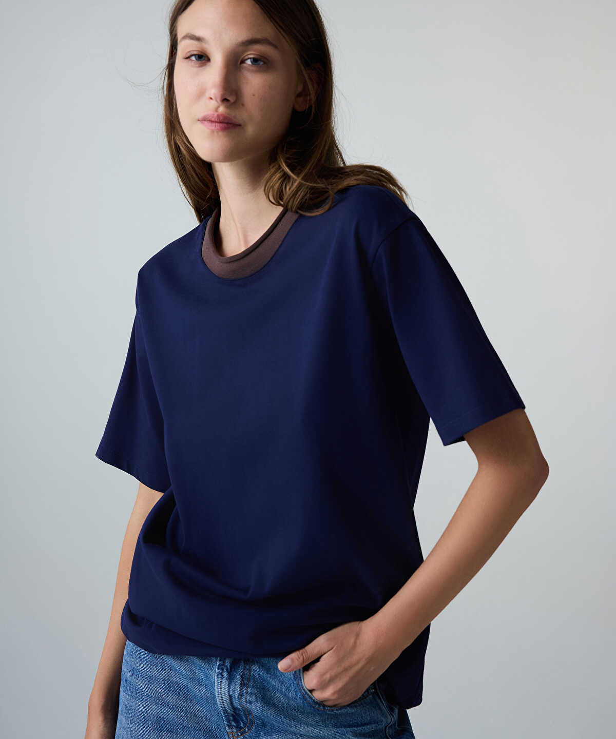 Contrast Collar T-Shirt