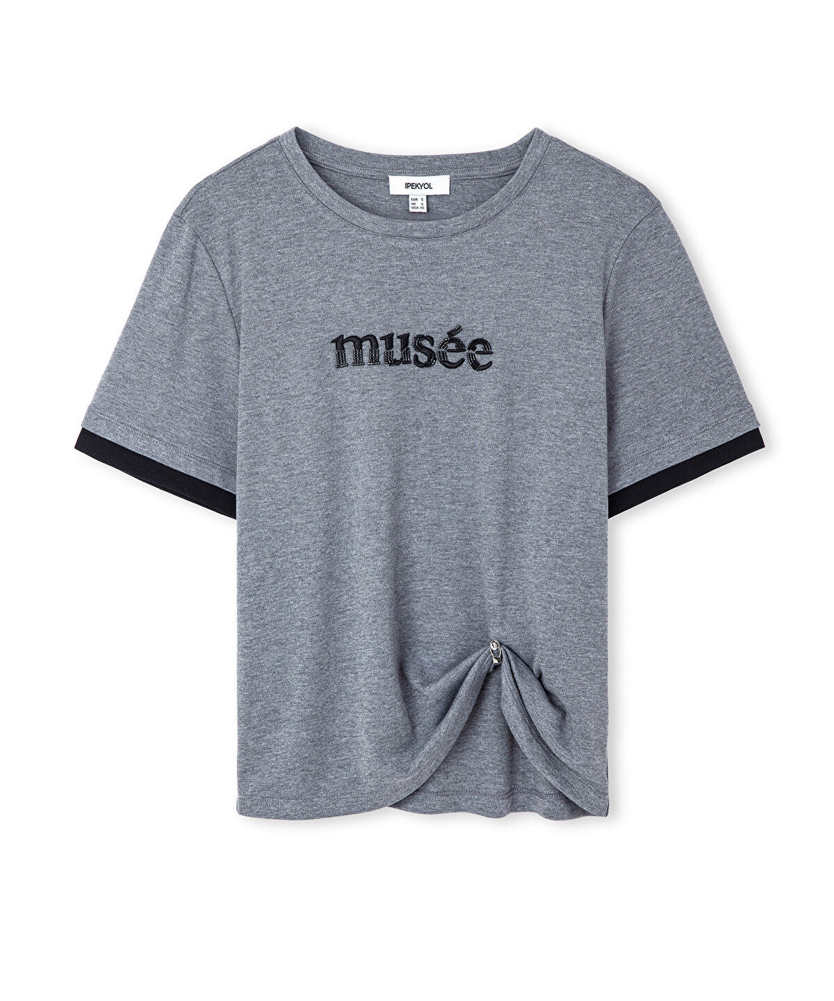 Embellished T-Shirt with Slogan Embroidery