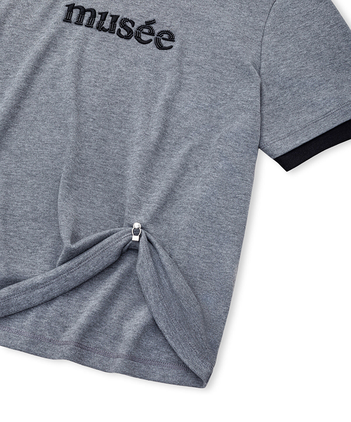 Embellished T-Shirt with Slogan Embroidery