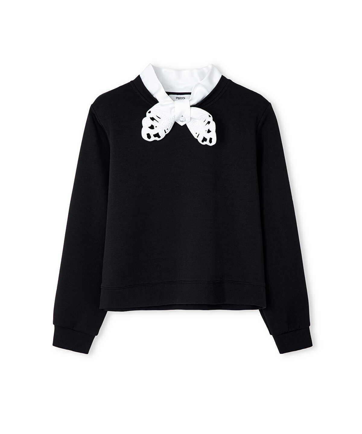 Tie-Neck Sweatshirt